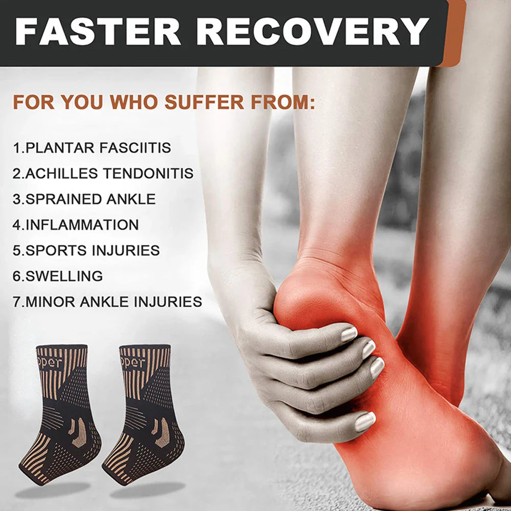 Medical-Grade Copper-Infused Fabric Ankle Brace for Pain Relief & Fast Recovery