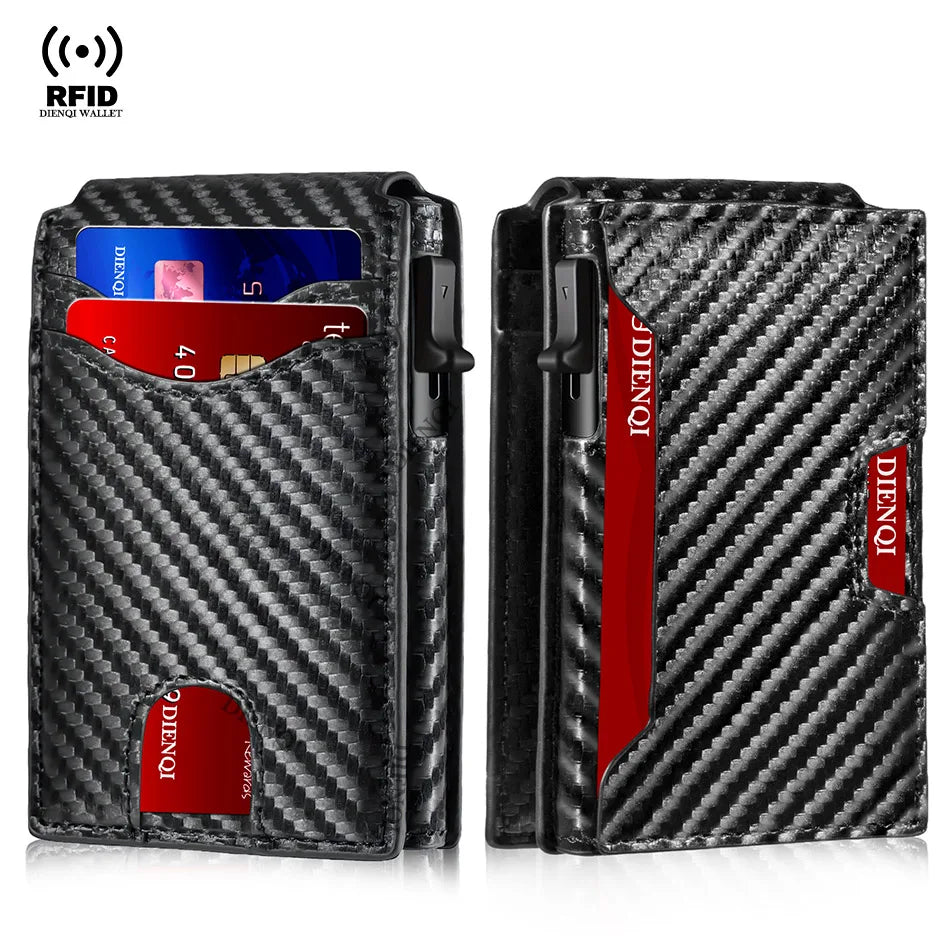 Premium Carbon Fiber RFID Protection Quick-Access Credit Card Holder Wallet
