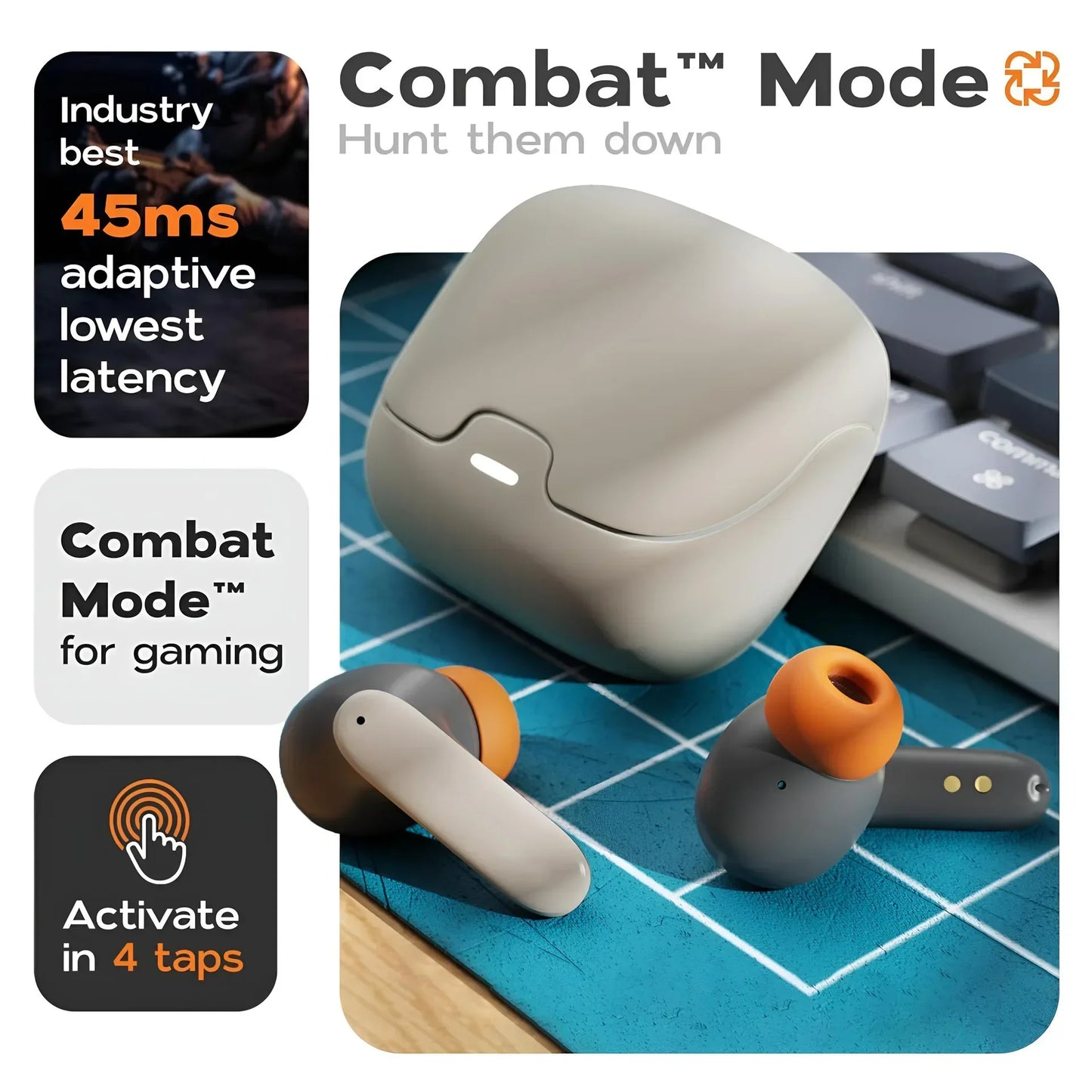 TWS Dual Microphone Earphones with Active Noise Cancellation & Ultra-low Latency
