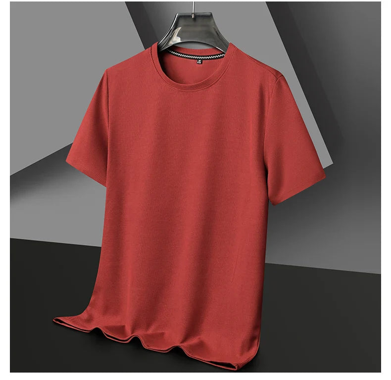 Summer 3D Waffle-Knit Crew Neck T-Shirt – Breathable & Soft