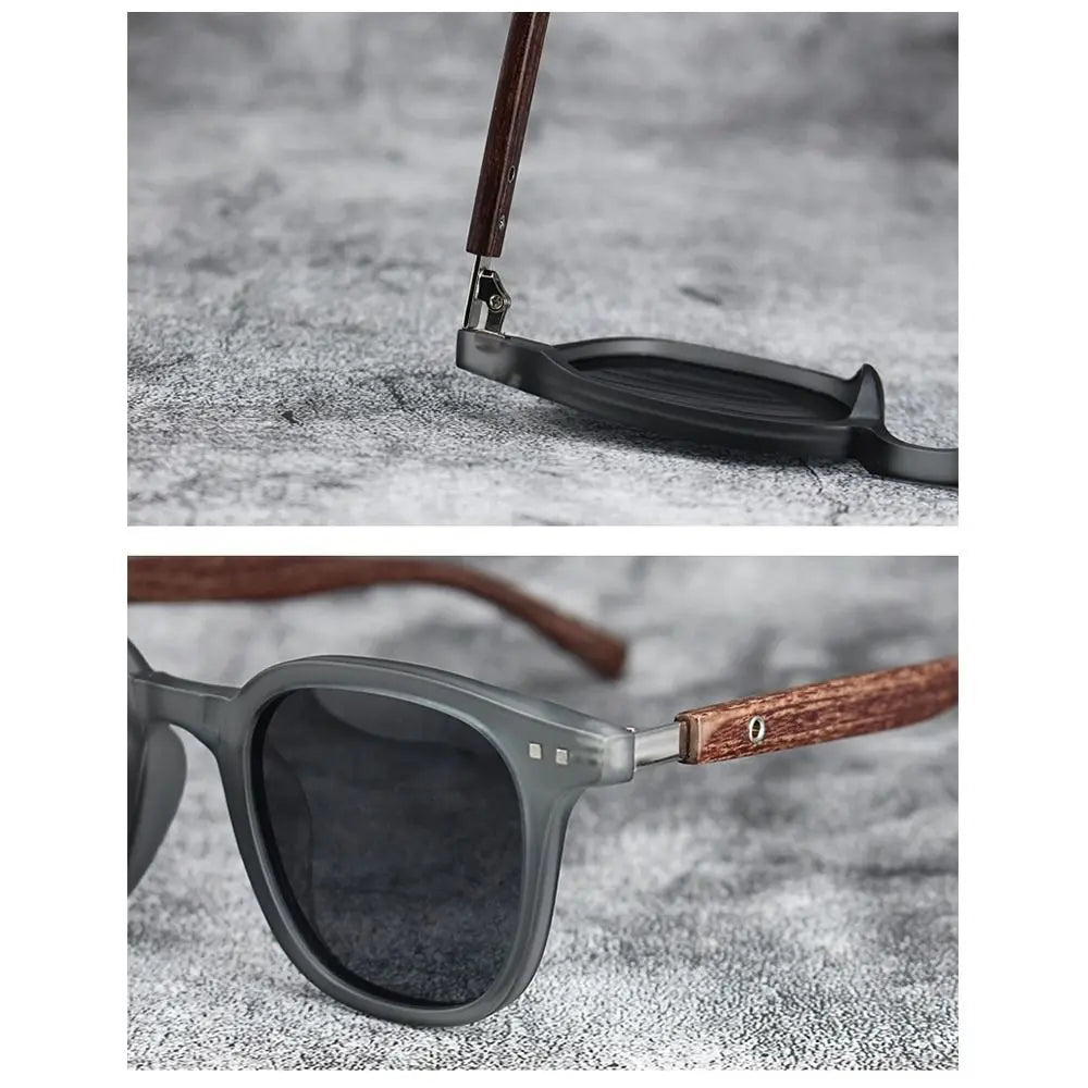 Trendy Retro Wood Grain Unisex Polarized UV Protection Sunglasses