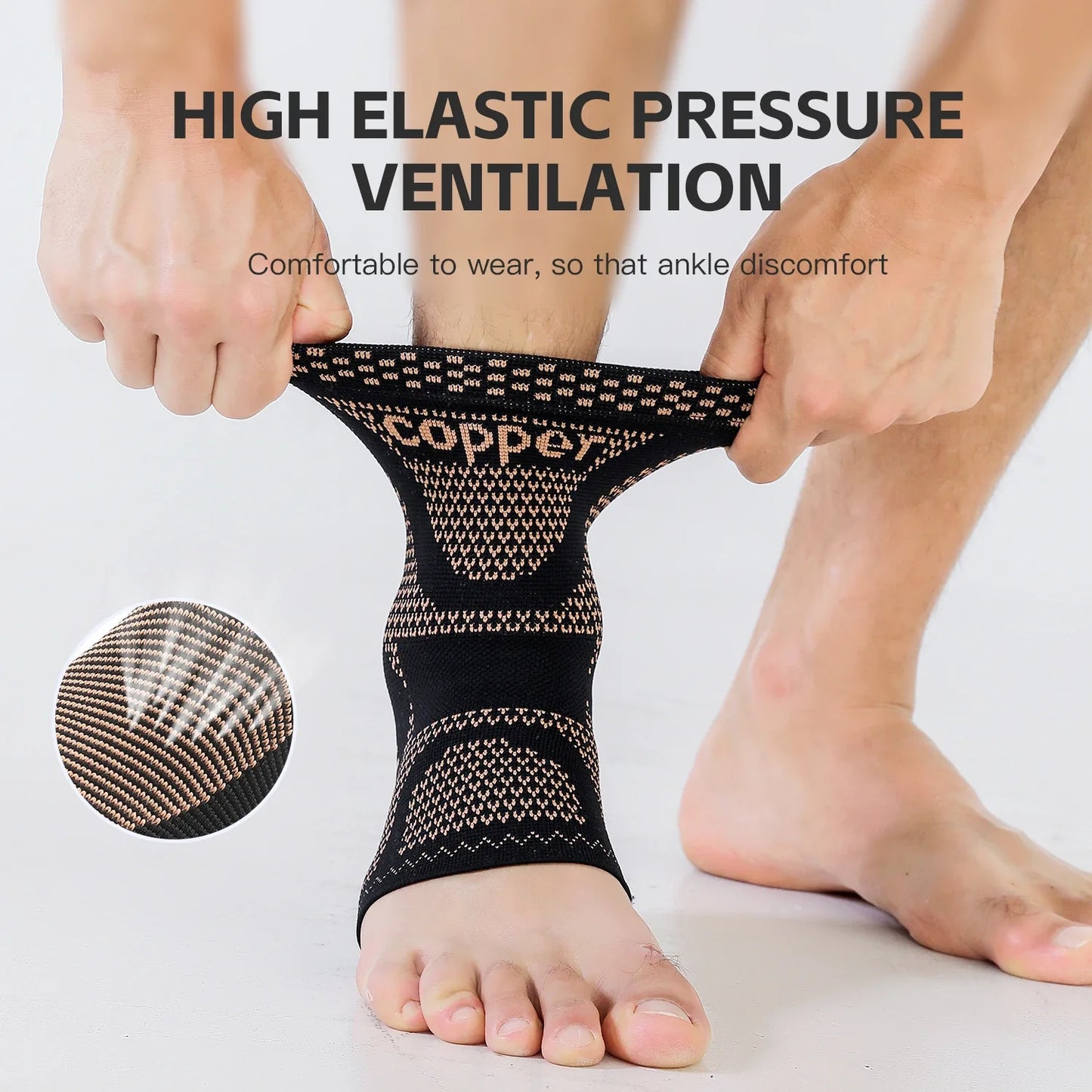 Medical-Grade Copper-Infused Fabric Ankle Brace for Pain Relief & Fast Recovery