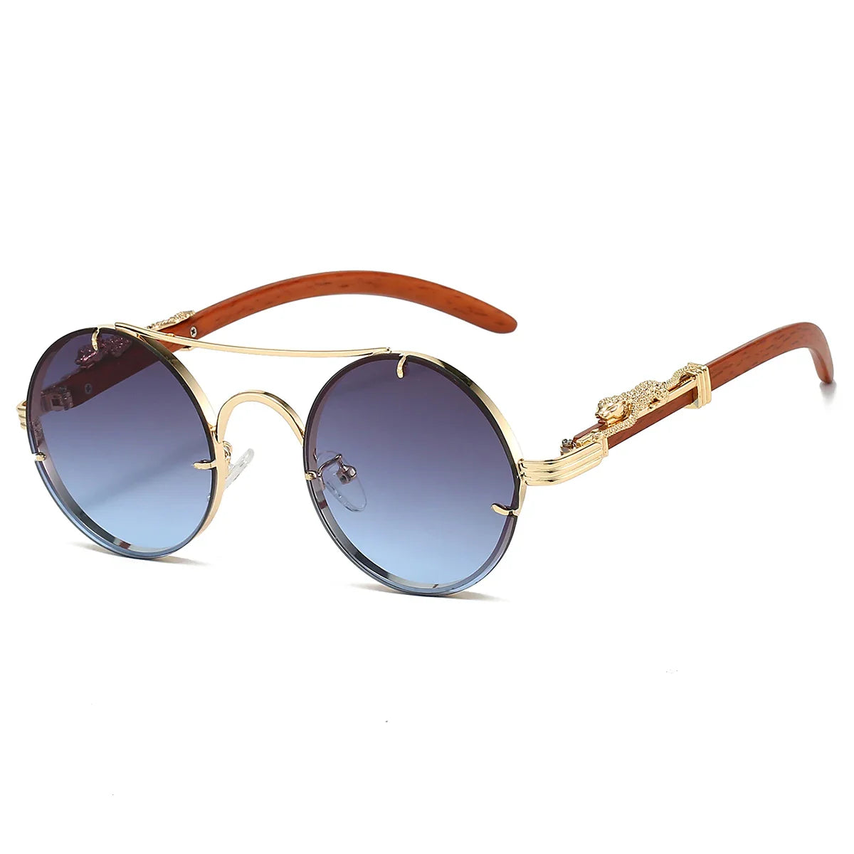 KAMMPT Vintage Double Bridge Gradient Multicolor Lenses Round Luxury Sunglasses