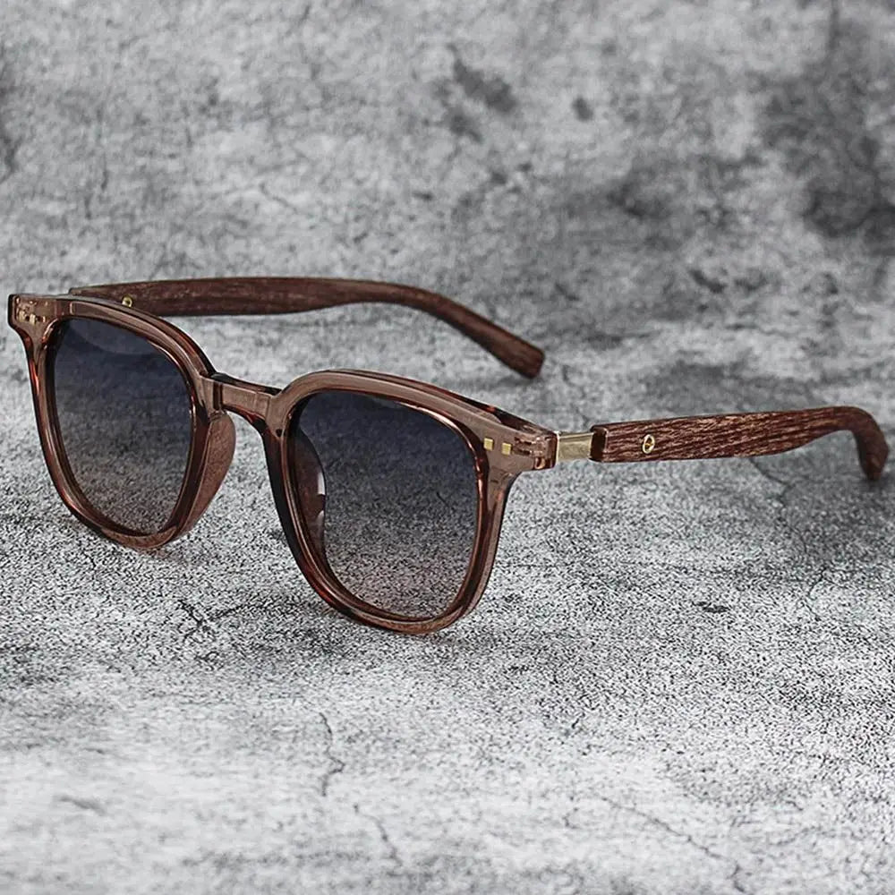 Trendy Retro Wood Grain Unisex Polarized UV Protection Sunglasses