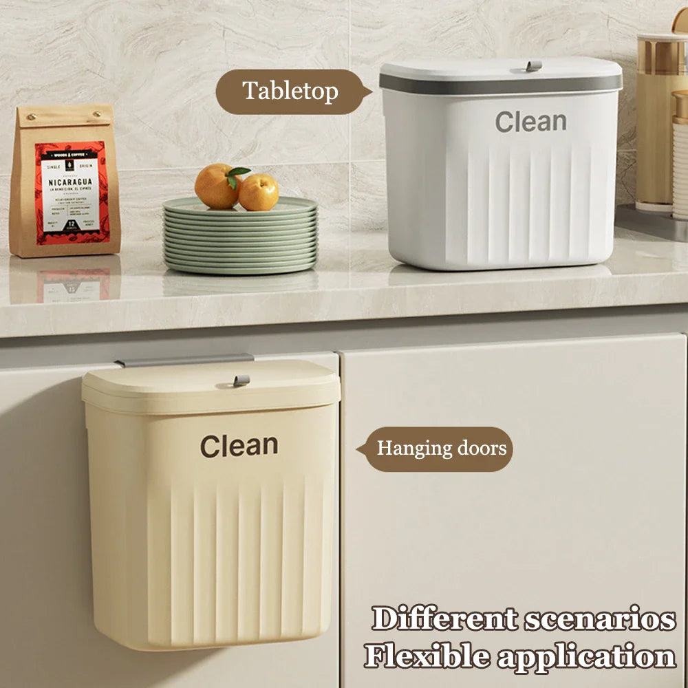 Japanese Wall/Cabinet Doors Mount Two-Way Opening Odor-Blocking Trash Can