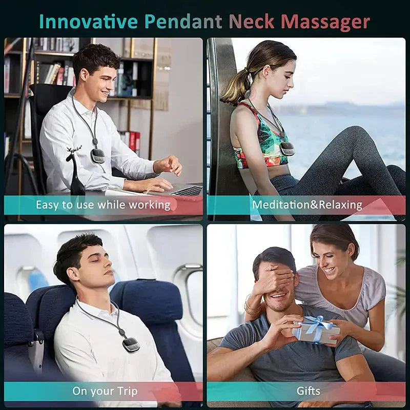 NeuroWarm Multi-Zone Hands-Free Wearable Cervical & Shoulder TENS Heat Massager