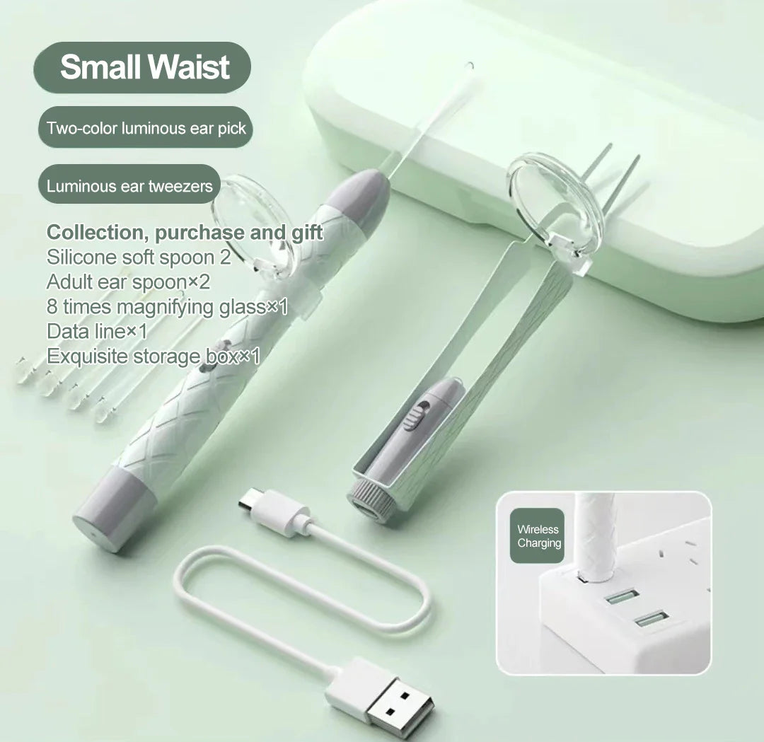 Extra-Safe Family Ear Cleaning Kit with LED Light, Magnifier, Tweezers & Multiple Spoon Heads