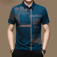 Business Pattern Print Short Sleeve Collar Polo Shirt