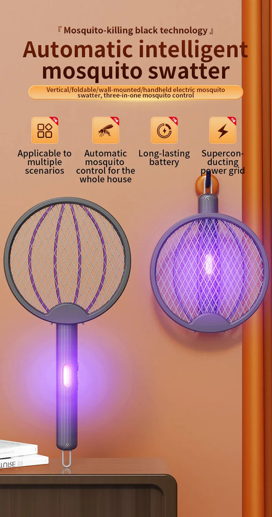 UV Attract 3-in-1 (Handheld / Stand / Wall-Mount) Rechargeable Mosquito Swatter