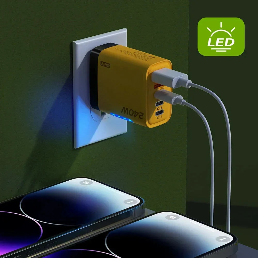 240W High-Speed 5-Port GaN Technology Intelligent Wall Charger