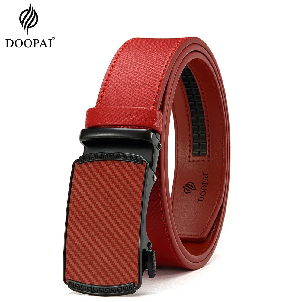 Holes-Free One-Handed Operation Micro-Adjustable Genuine Leather Belt
