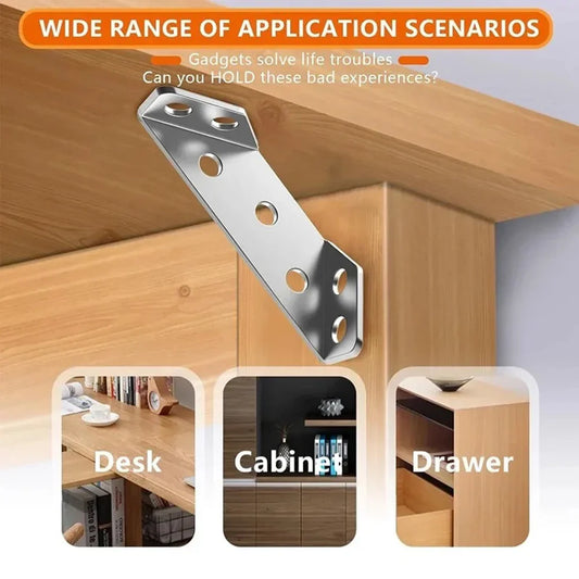 Versatile Use Stainless Steel Furniture Brackets Corner Connector (10pcs)