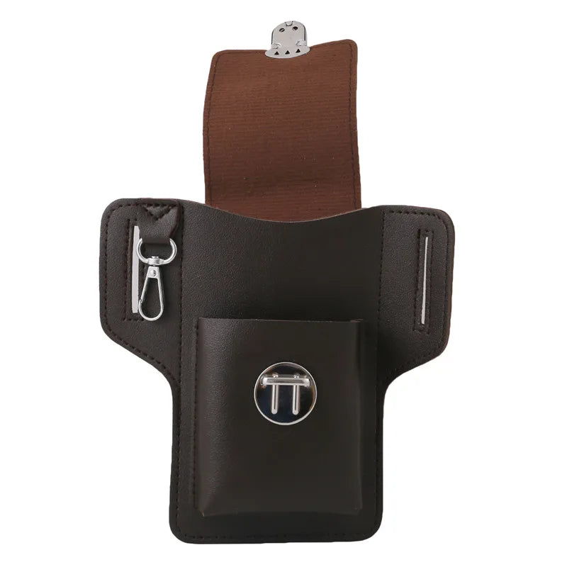 Vintage Multi-Layer Belt Phone Holster with Key Hook & Front Pocket