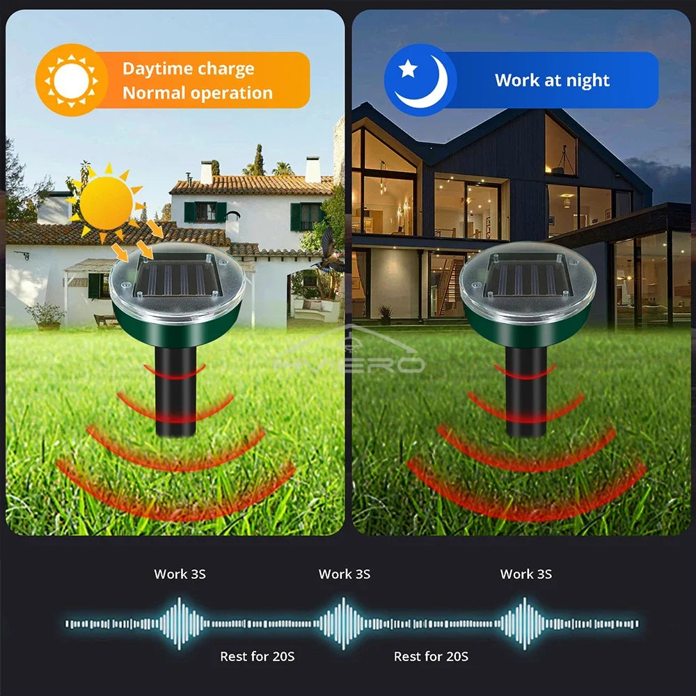 Solar Ultrasonic Sonic Pest & Rodent Repellent with Ground Vibration