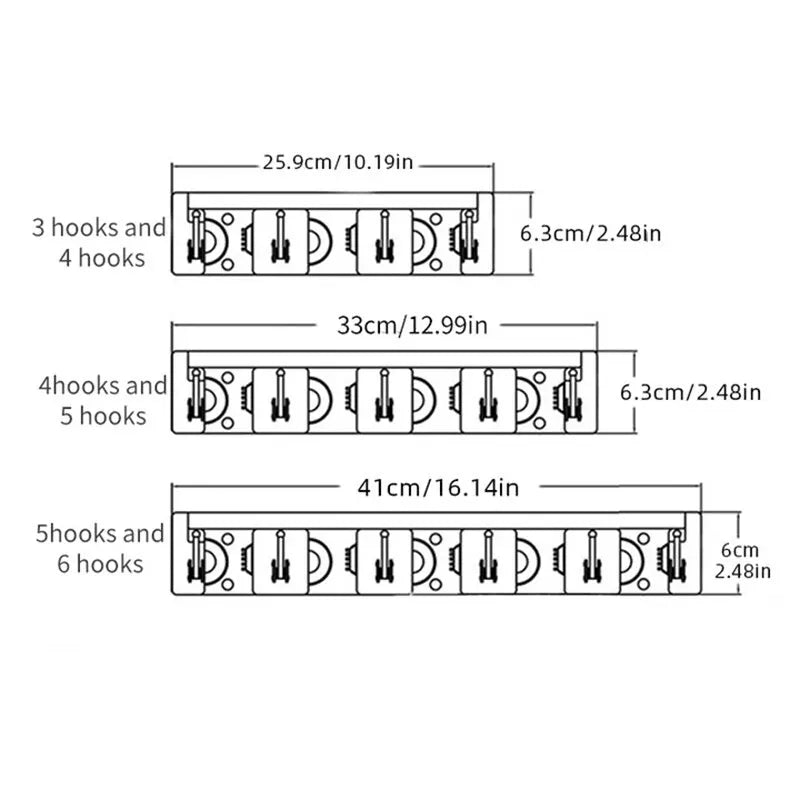 Multi-Functional Wall Mounted Mop Holder for 3/4/5 Brooms