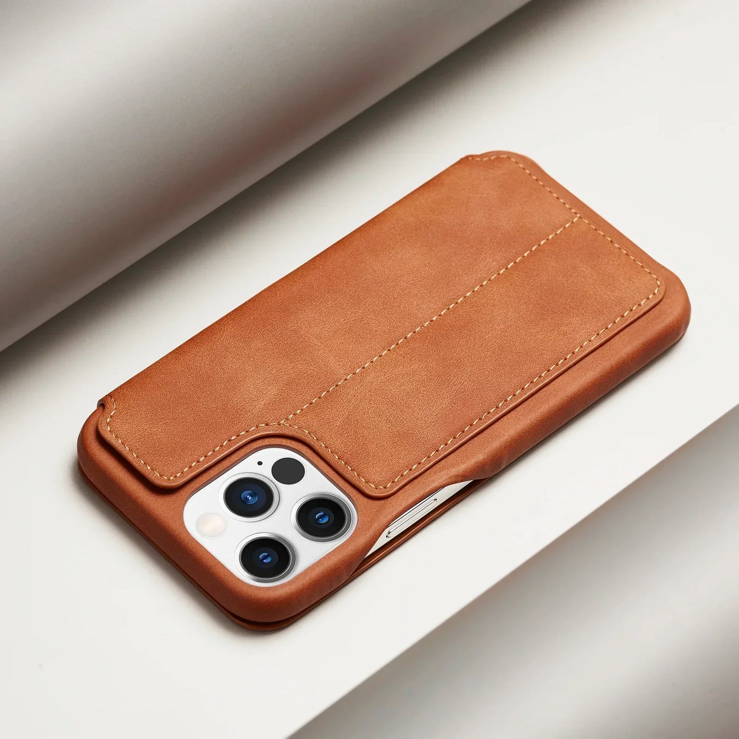 LuxeGuard Slim & Lightweight Flip Wallet Case for iPhone with Kickstand