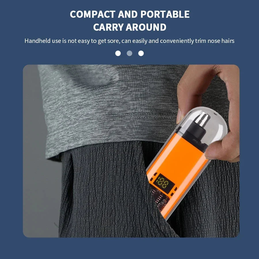 Professional 2 In 1 Rechargeable Ear & Nose Hair Trimmer Clipper with Battery Display