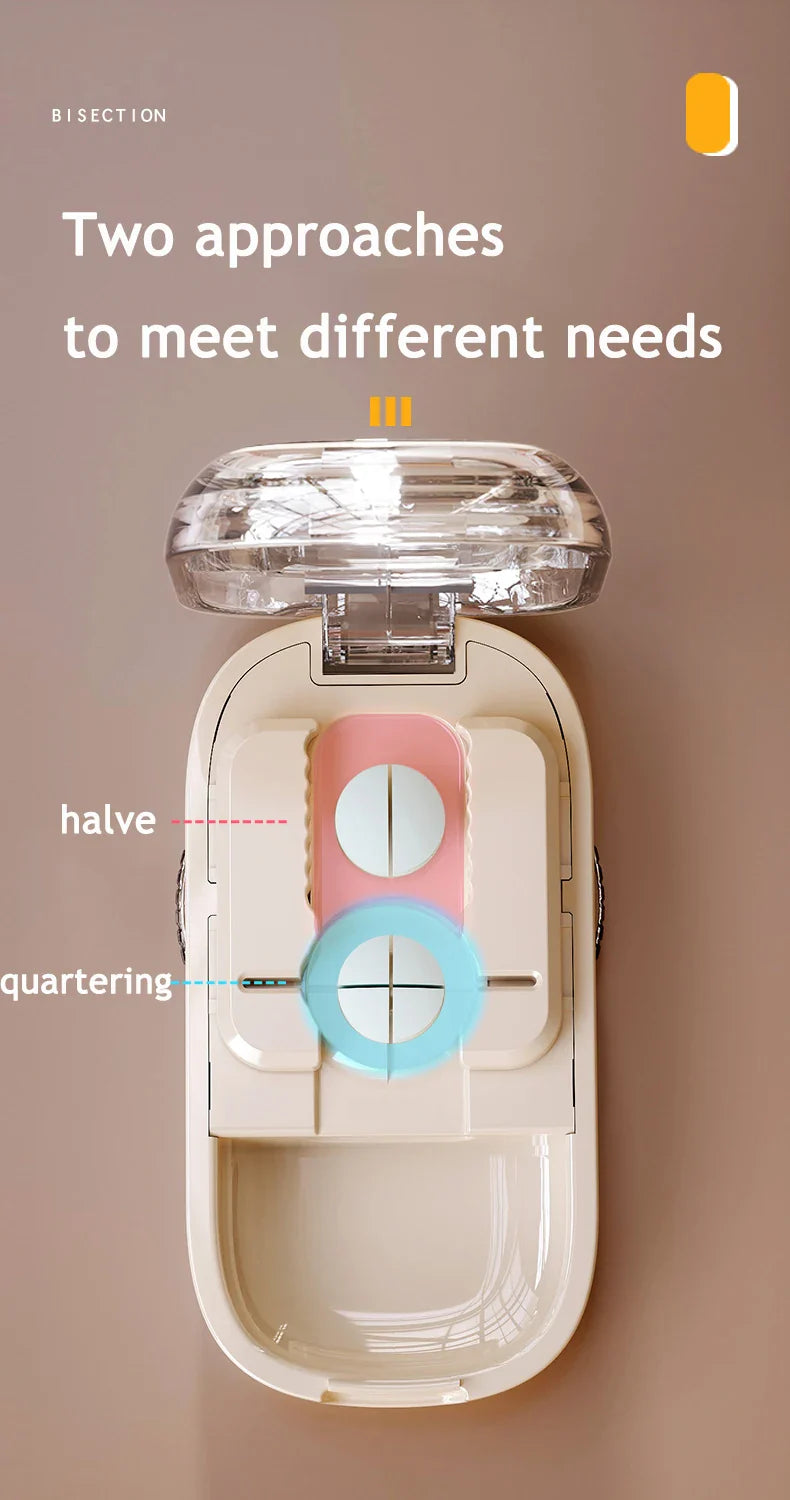 Japanese Smart Pills Splitter (Halved / Quartered) with Storage Organizer