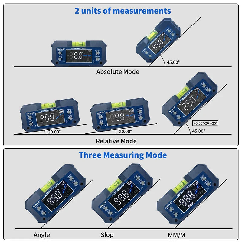 AnglePro Magnetic Rechargeable Digital Angle Finder with Dual-Axis Precision