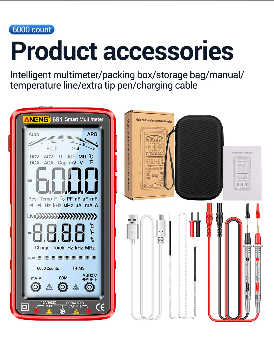 Professional Rechargeable Non-contact LCD Screen Digital Multimeter