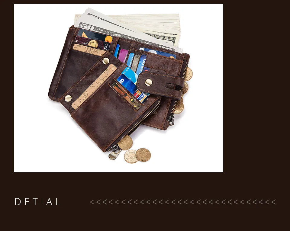 Genuine Leather Vintage RFID Blocking  Men Wallet With Chain