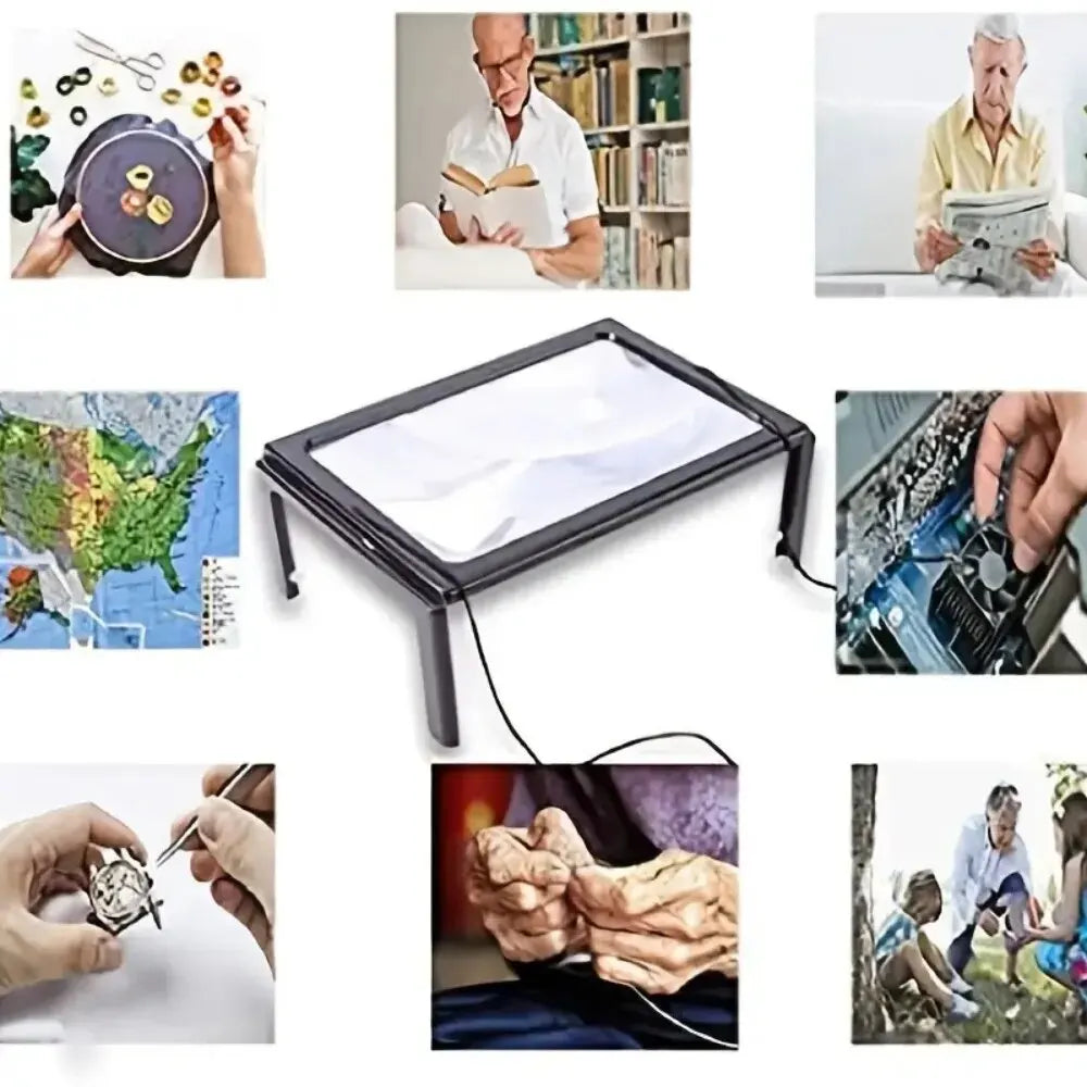 Seniors Low Vision 2in1 Desktop / Neck Reading Magnifier With LED Lights