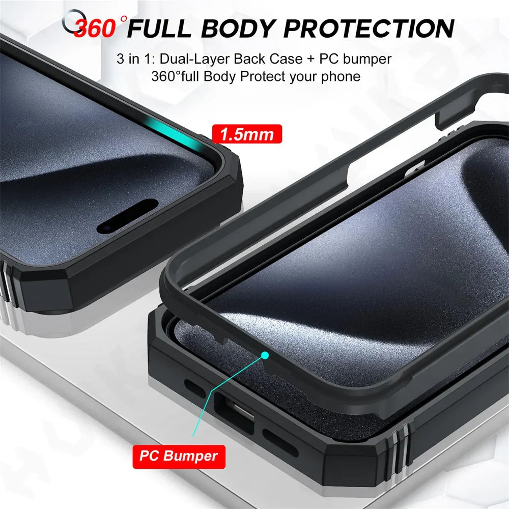 Military-Grade 360° Armor Protection iphone Case With Kickstand Ring