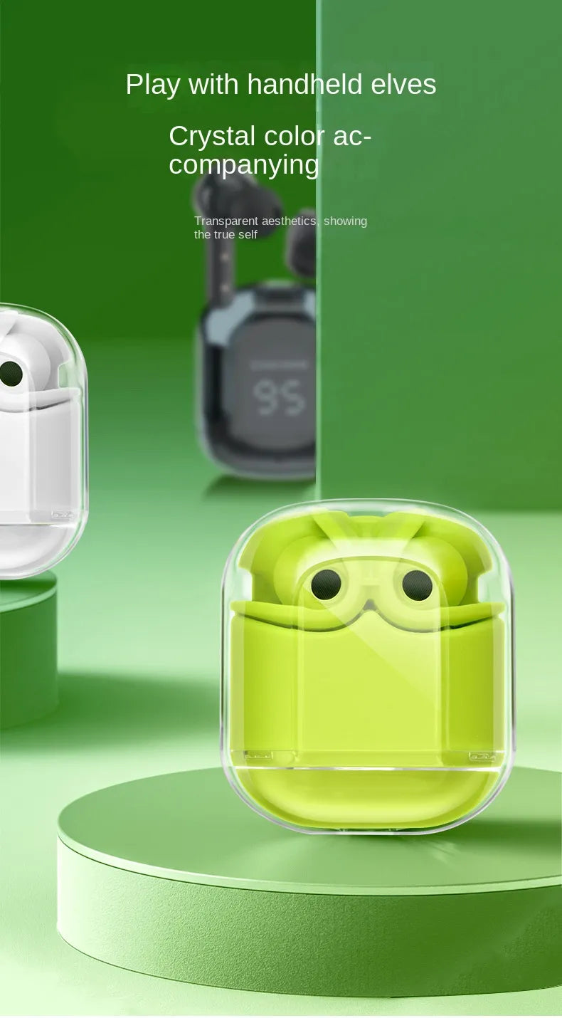 Bluetooth 5.0 Noise Reduction Earbuds with Crystal Charging Led Case