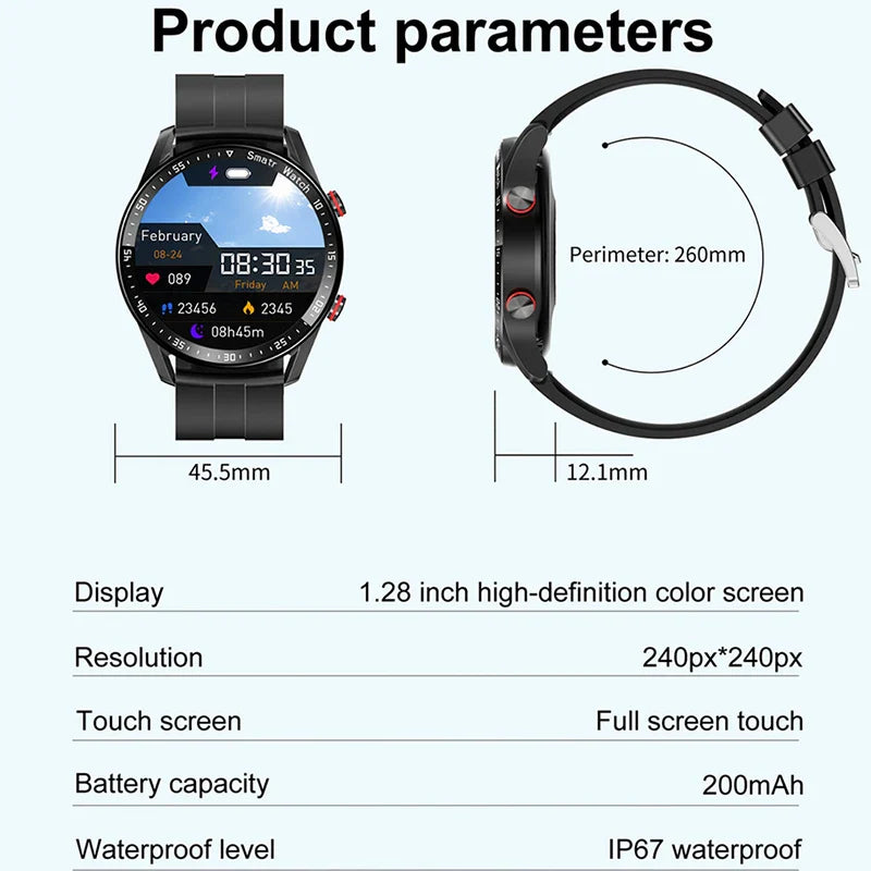 Bluetooth IOS & Android Smart-Watch with Blood Pressure & Health Monitoring (ECG+PPG)