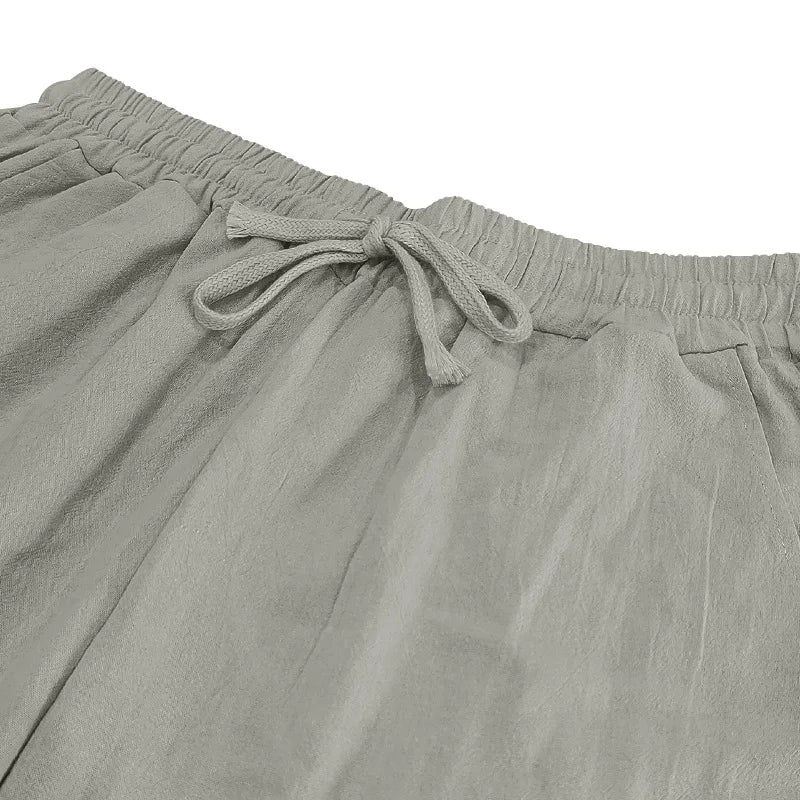 Cotton Linen Relaxed Loose Fit Breathable Pants for Men