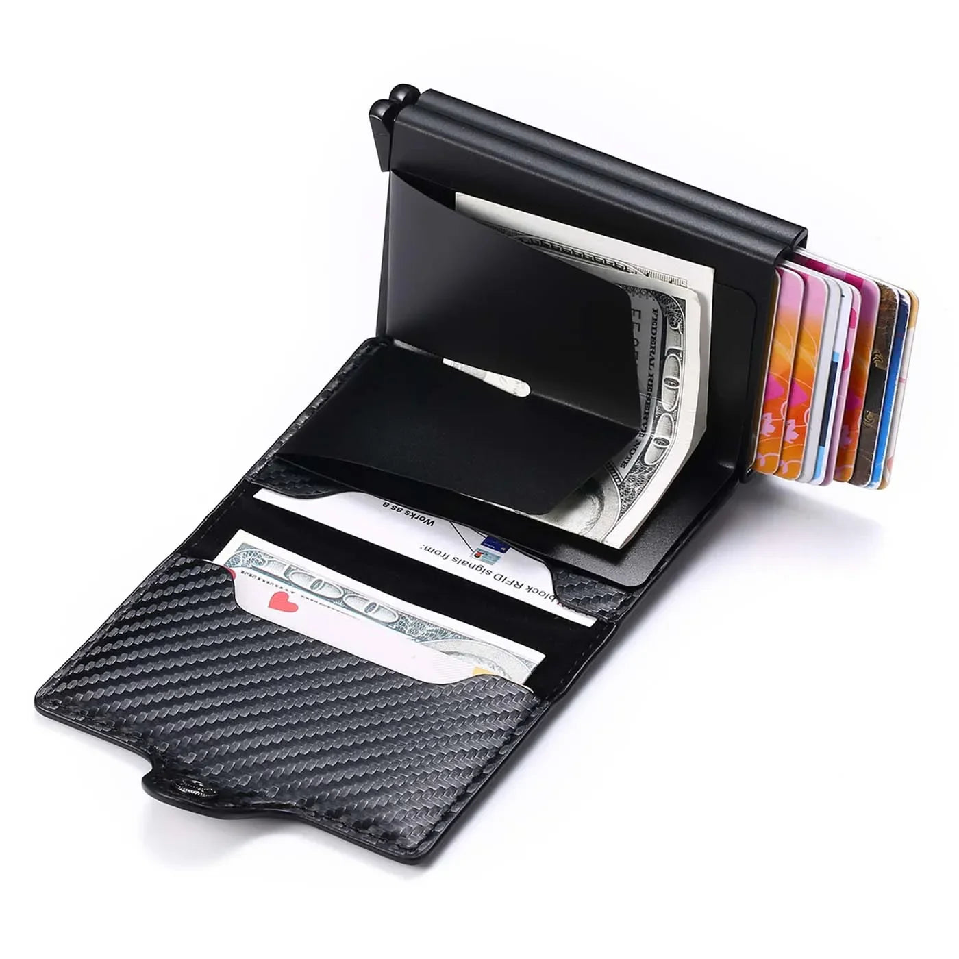 DoubleDeck 14 Cards Quick Pop-Up Access RFID Protection Mini Wallet