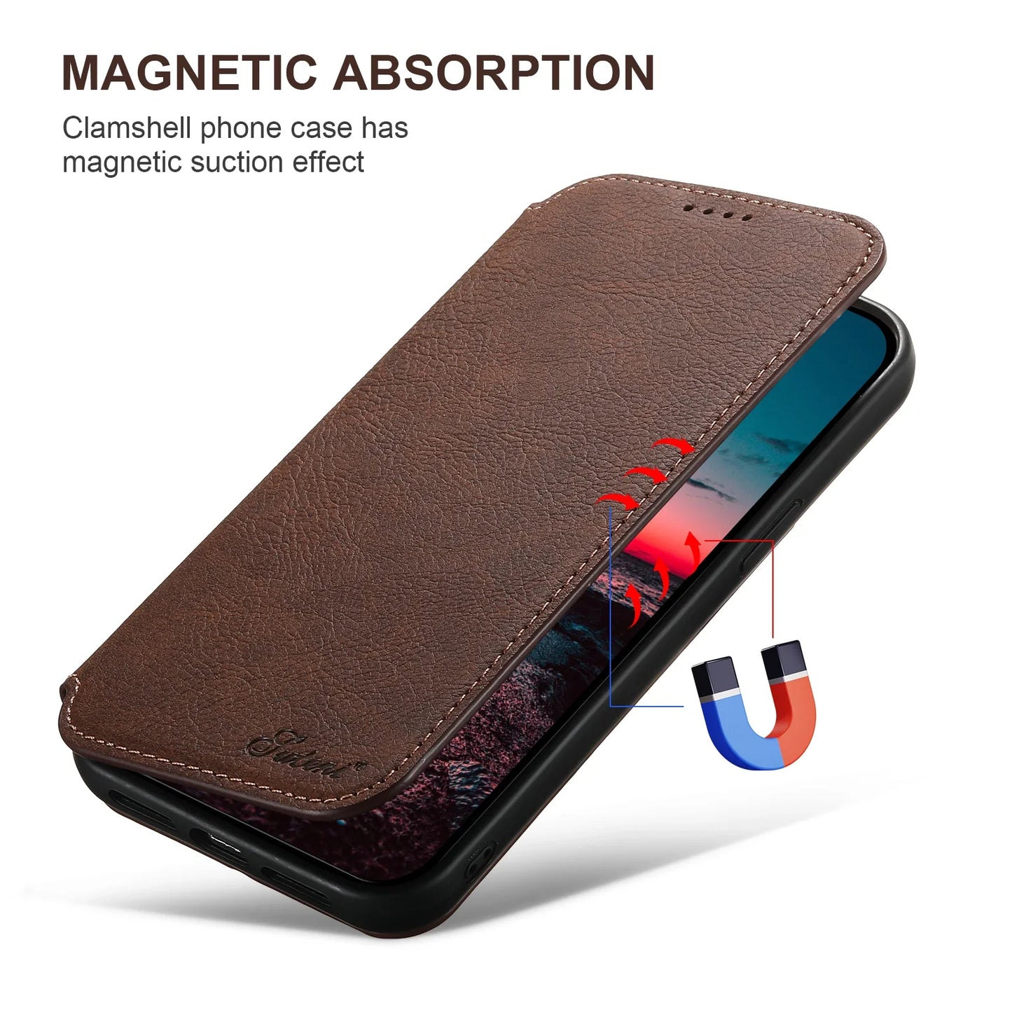 Wallet iPhone Case Compatible with MagSafe Magnetic Wireless Charging