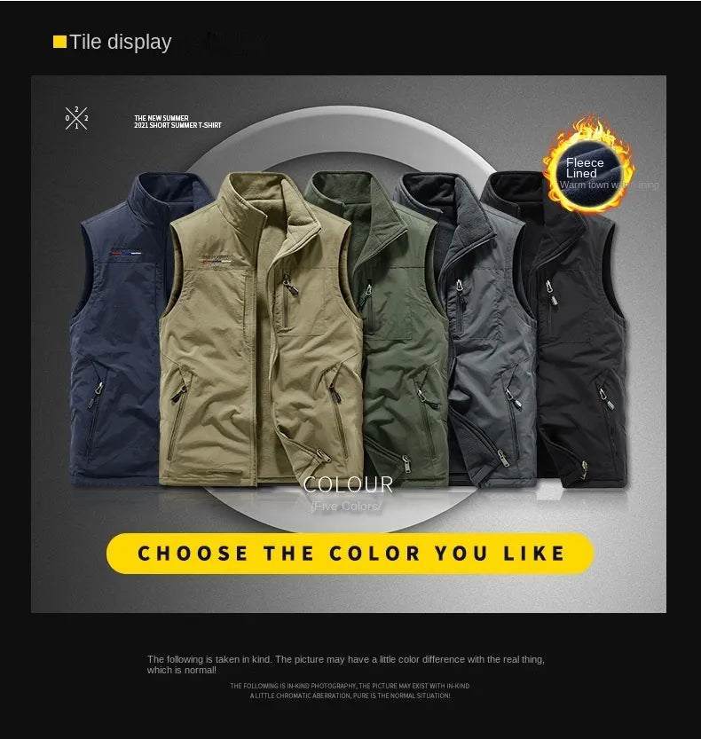 Casual Thermal Double-Sided Wear Multi-Pocket Men's vest