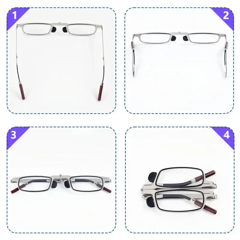 Flat-Fold Lightweight Anti-Blue Light Reading Glasses with Protective Case