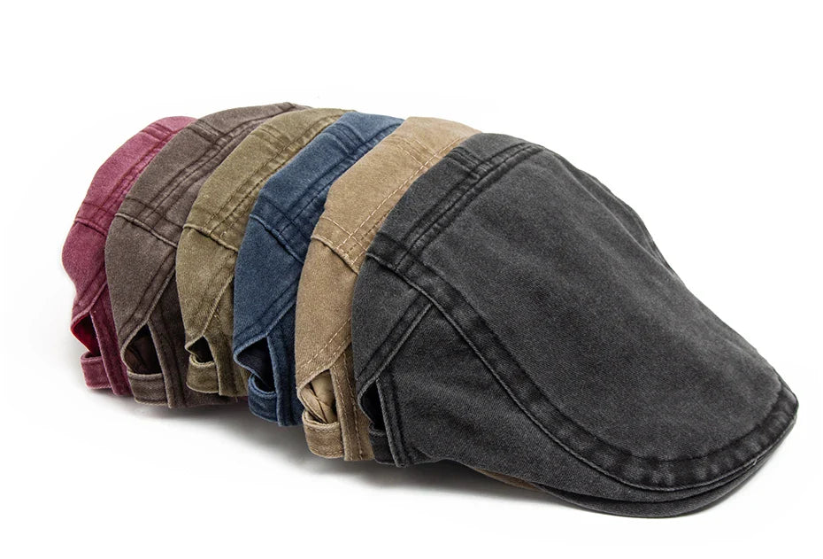 Vintage Soft Cotton Breathable Lightweight Adjustable Fit Newsboy Cap