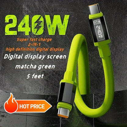 Super Fast 240W 6A High-Power Universal Charging / Data Cable With HD Digital Display