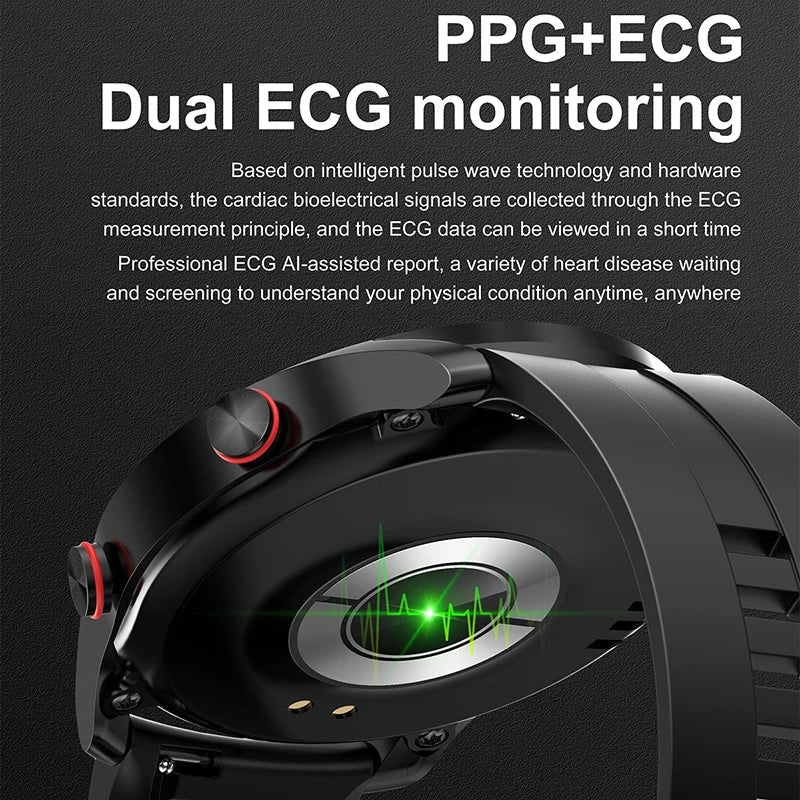 Bluetooth IOS & Android Smart-Watch with Blood Pressure & Health Monitoring (ECG+PPG)