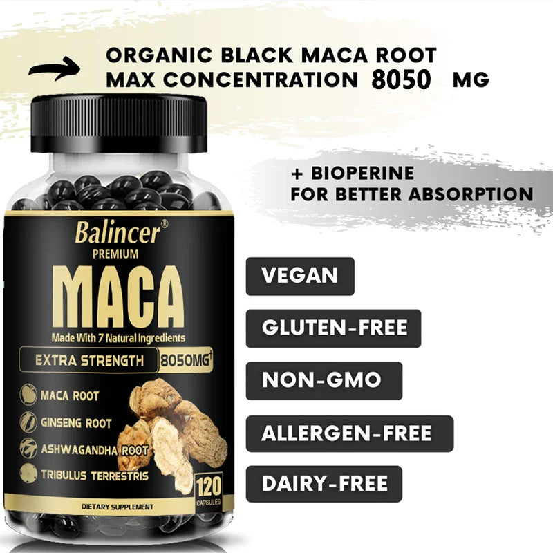 Extra Strength 7-in-1 Herbal Extracts Maca Root Blend for Male Vitality & Overall Wellness