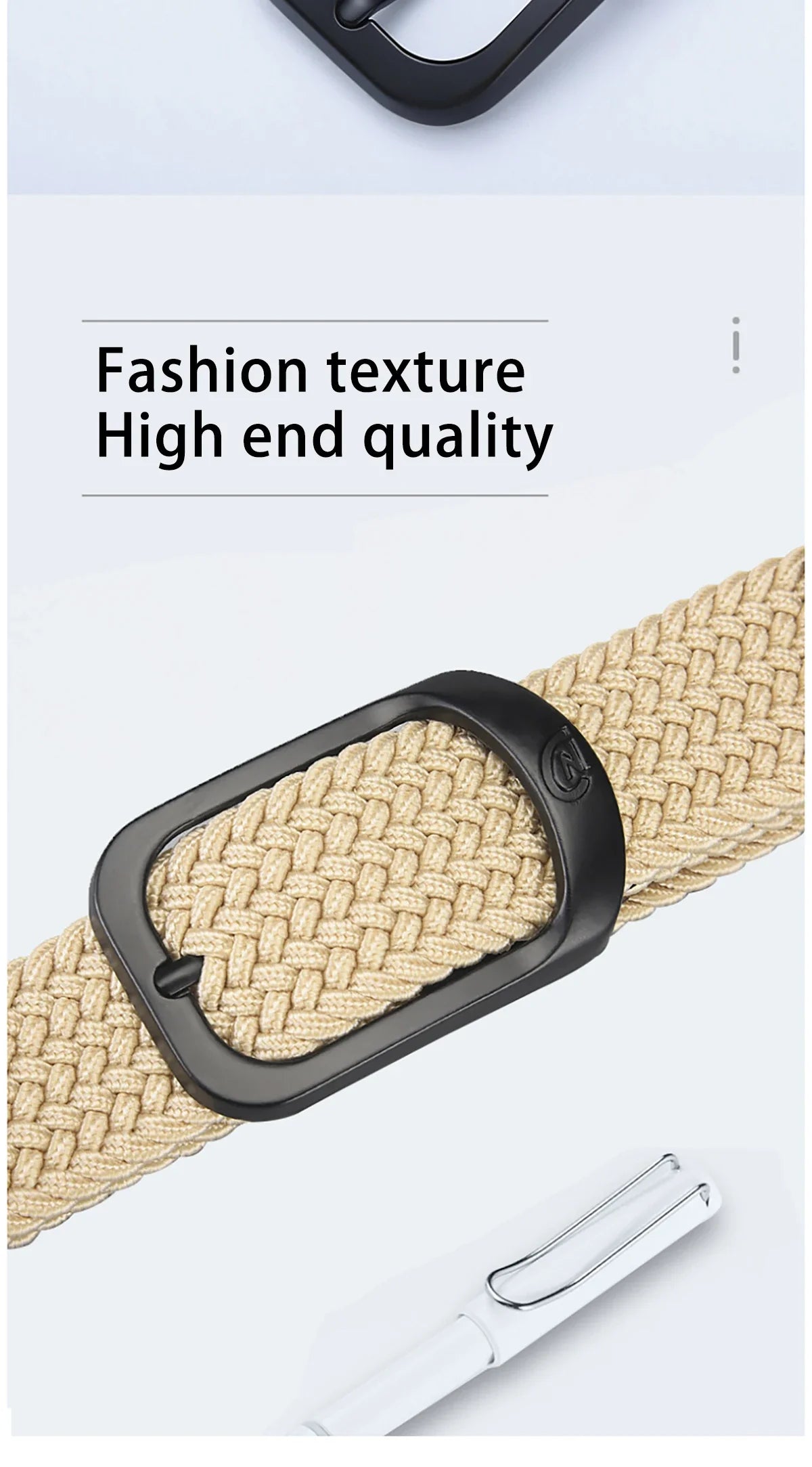 Casual Woven Elastic Lightweight Metal Buckle Belt