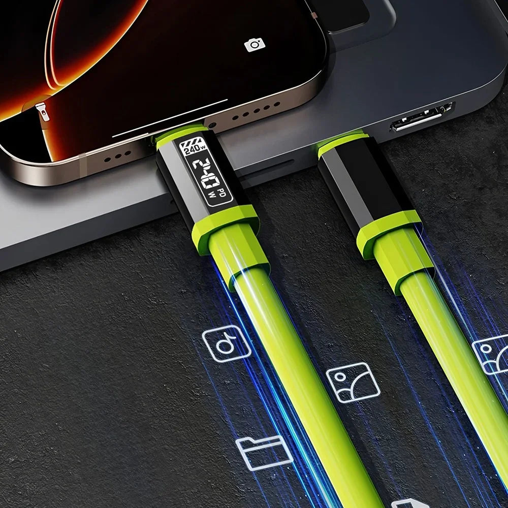 Super Fast 240W 6A High-Power Universal Charging / Data Cable With HD Digital Display