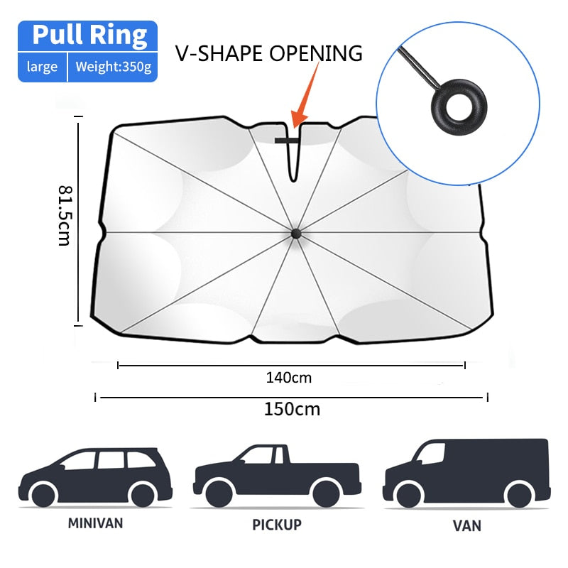 Pull Ring Smart Design Car Windshield Sunshade Umbrella