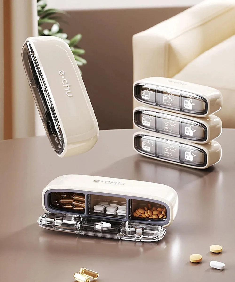 Japanese Large Capacity, Moisture-Proof Daily 3-Slot Premium Pill Organizer
