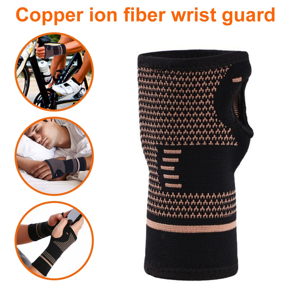 Copper Fabric Arthritis Compression Wrist Brace / Glove