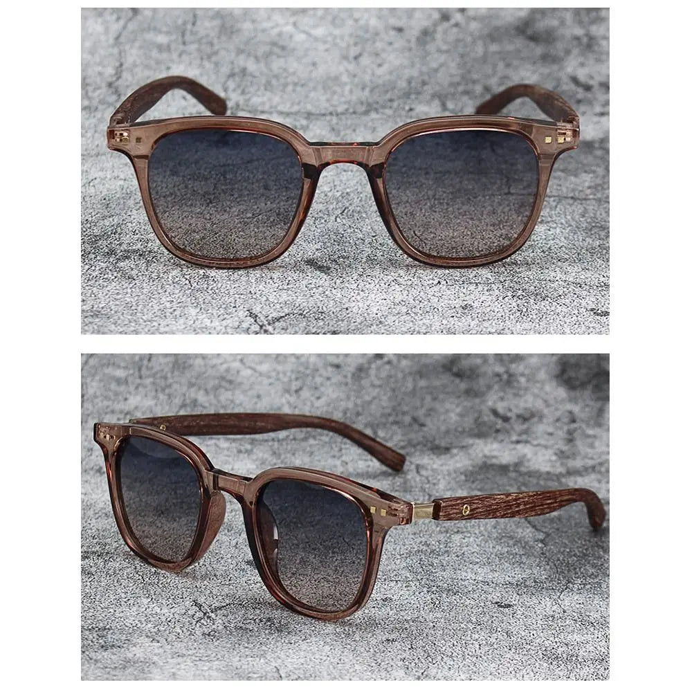 Trendy Retro Wood Grain Unisex Polarized UV Protection Sunglasses