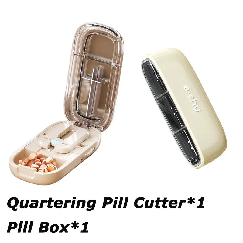 Japanese Smart Pills Splitter (Halved / Quartered) with Storage Organizer