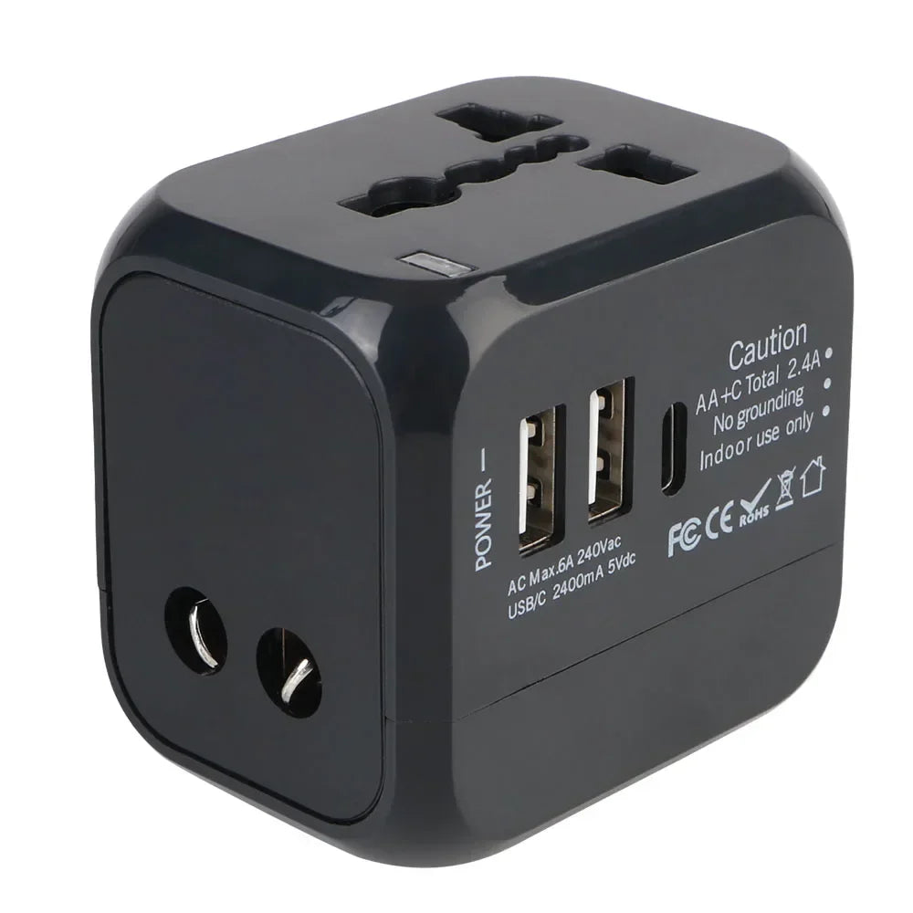 All-in-One Universal Travel Adapter Wall Charger with USB & USB-C
