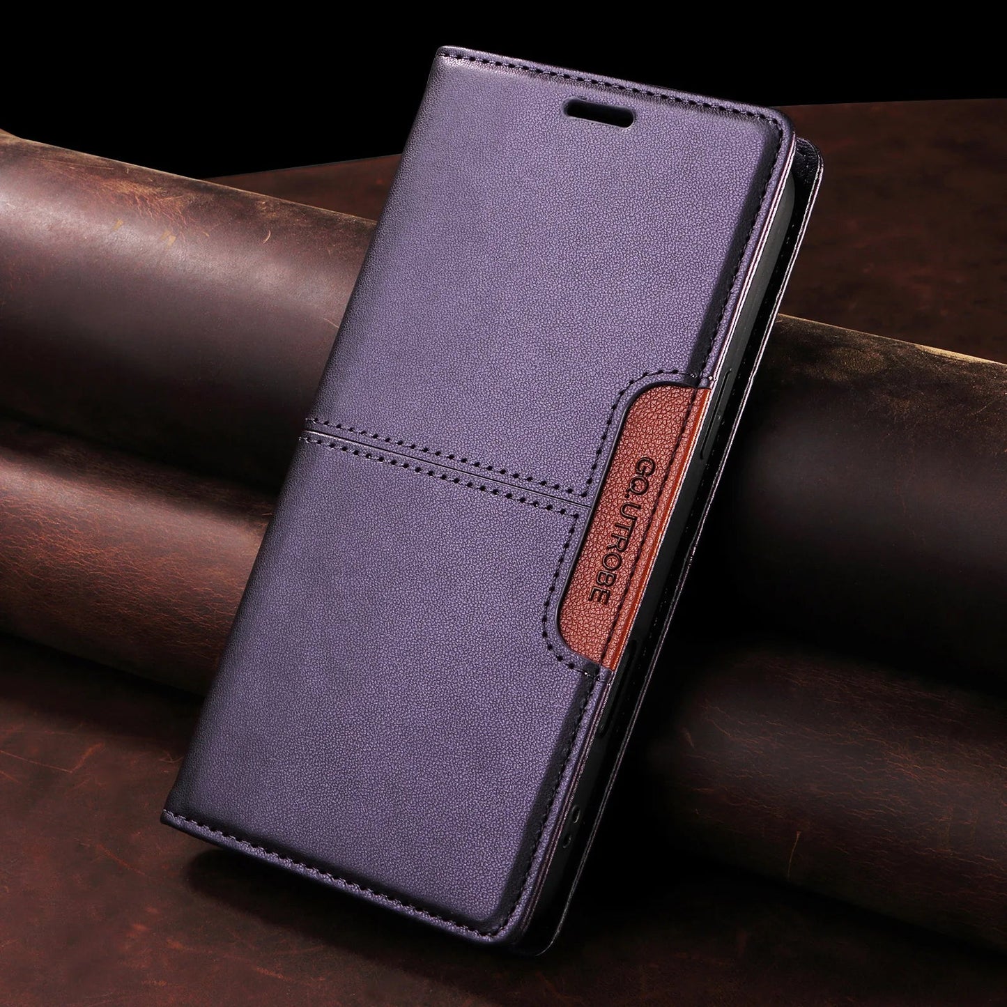RFID Blocking Magnetic Leather Wallet Flip Case with Stand for iPhone