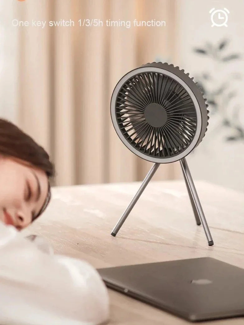 Rechargeable Powerful Desk Fan with Power Bank and LED Lighting