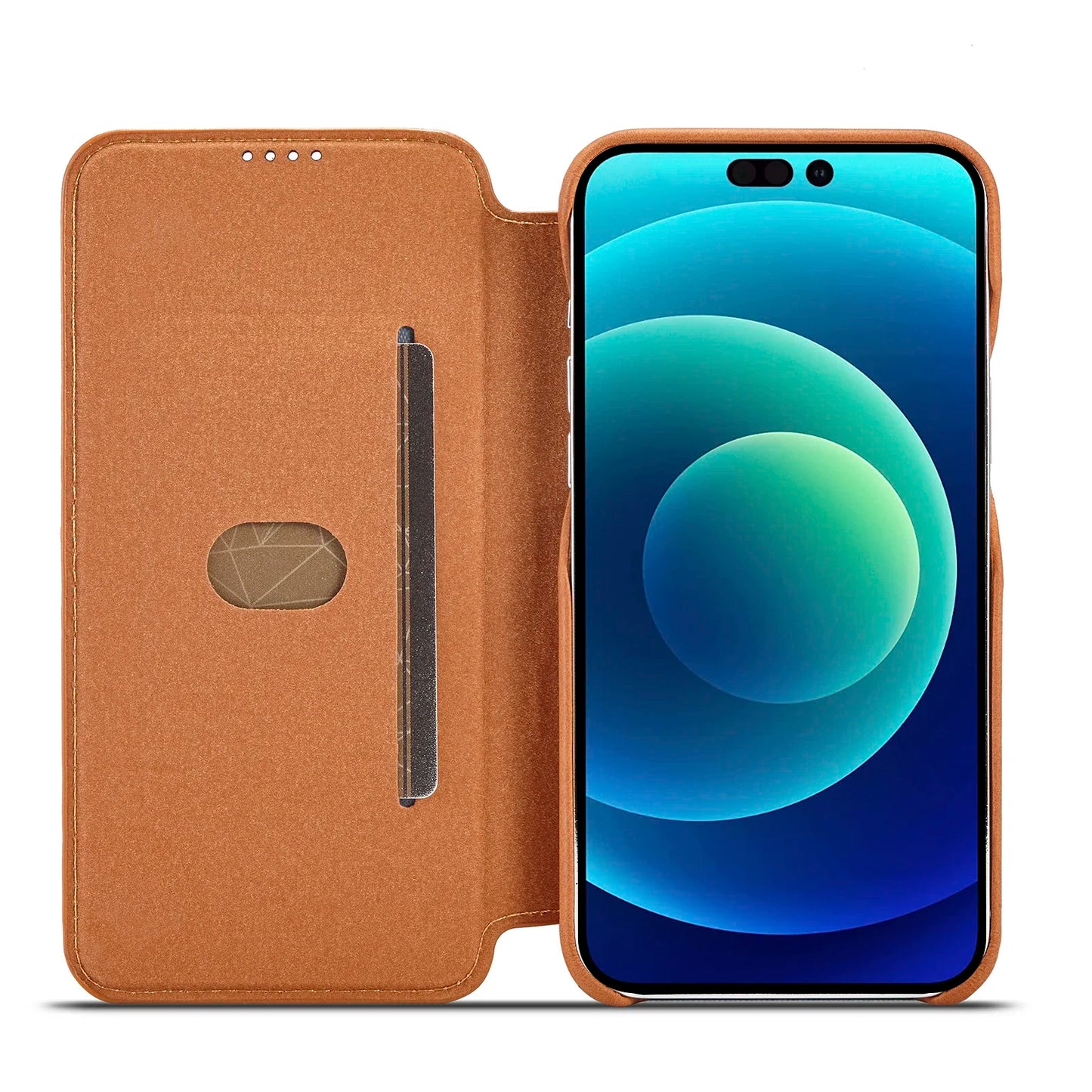 LuxeGuard Slim & Lightweight Flip Wallet Case for iPhone with Kickstand