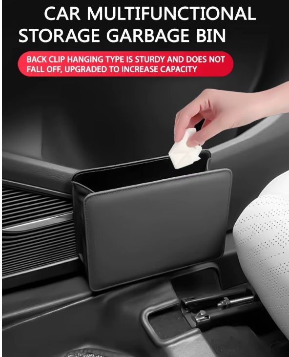 Multi-Use Foldable Car Organizer / Trash Container with Easy Clip-On Design